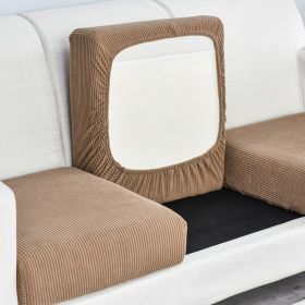 Pure color stretch all-inclusive sofa cover (Option: Camel-M)